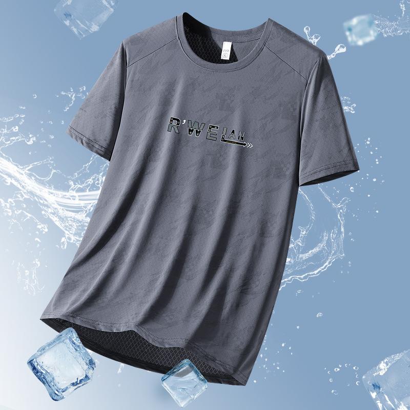 Herre Sommer Sports T-skjorte Rund Hals Kort Ermet Skjorte Komfortabel Casual Sport Pluss Størrelse Pustende T-skjorte