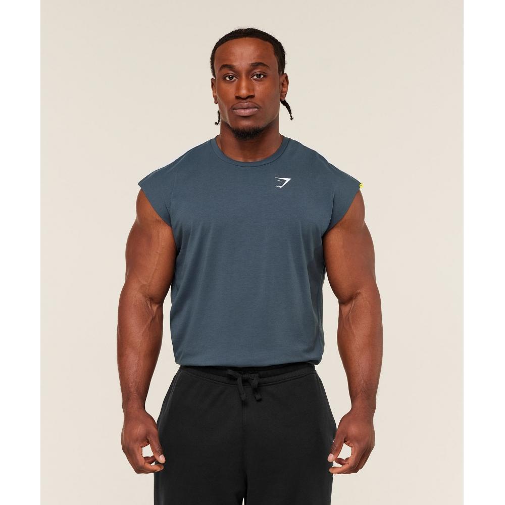 Gymshark Critical Cut Off Tank Gs Stealth Blue A1a2s Ud6s