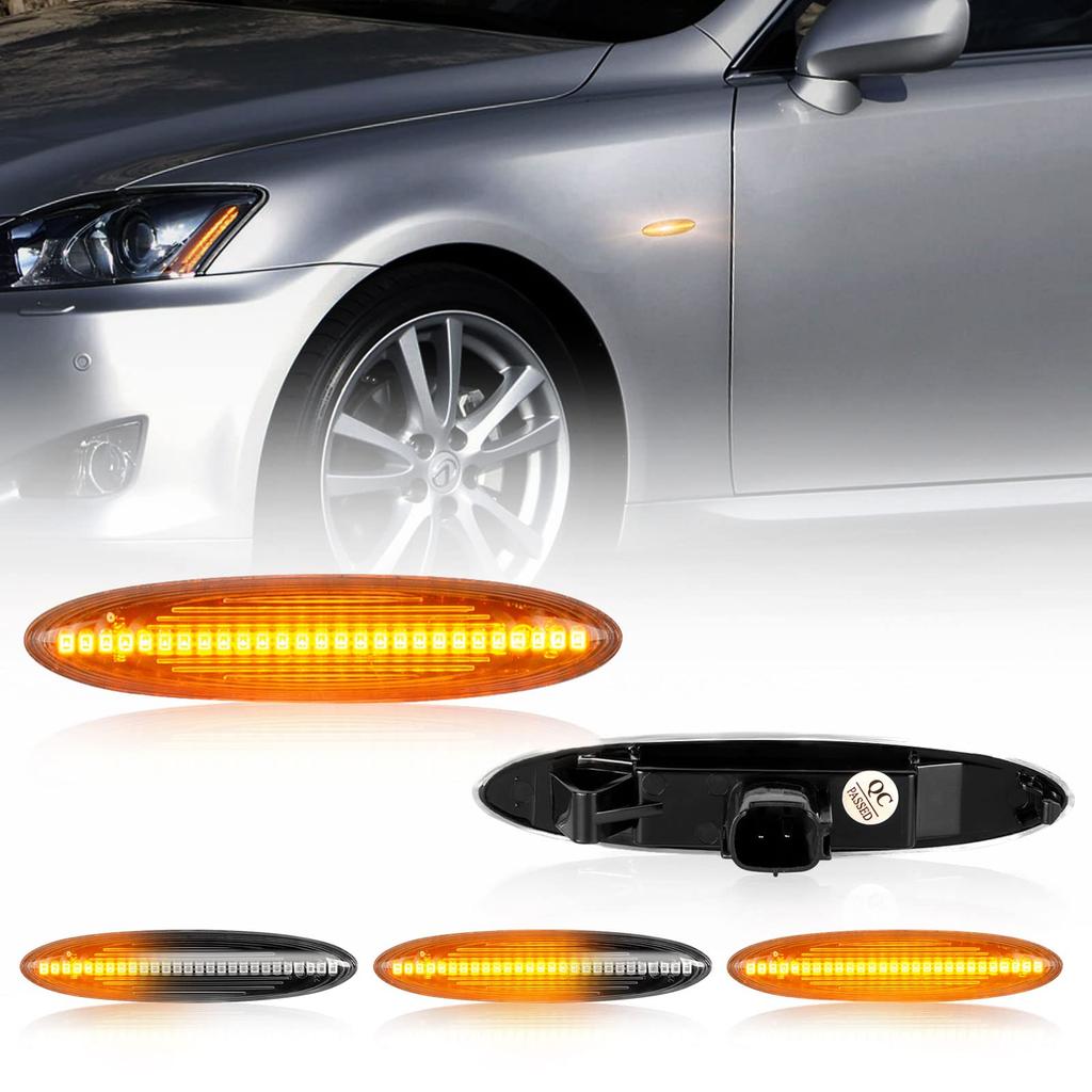 POPMOTORZ LED Side Signals for Toyota Mark X Genuine Set of 2 Markers/Turn (GRX120, GRX121, GRX125), Replacement,