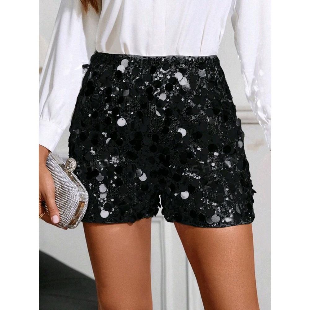 Women High Waist Sequins Shorts Ladies Fashion Elegant Party Short Pants