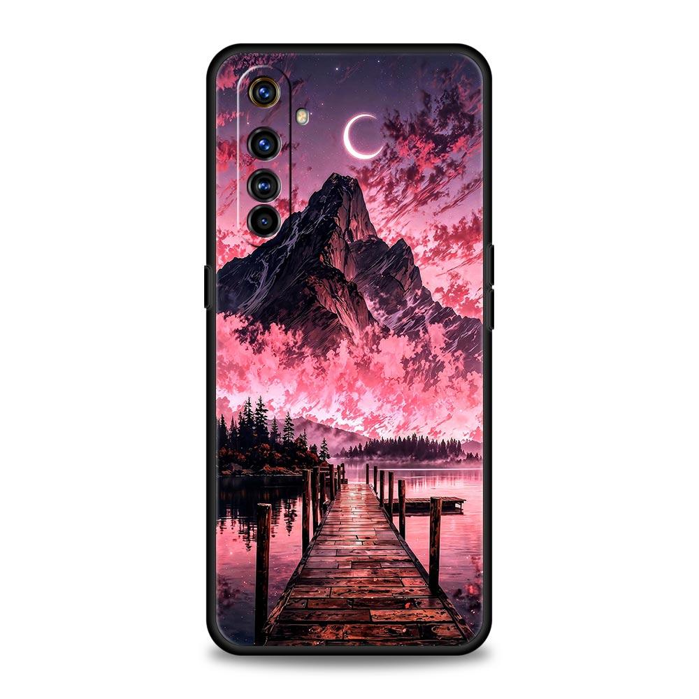 Pink Sunset Mountain Case For Realme C67 C63 C55 C53 C35 C25 C21 GT 2 3 5 6 10 11 12 13 Pro Plus 5G Soft TPU Phone Cover Fundas