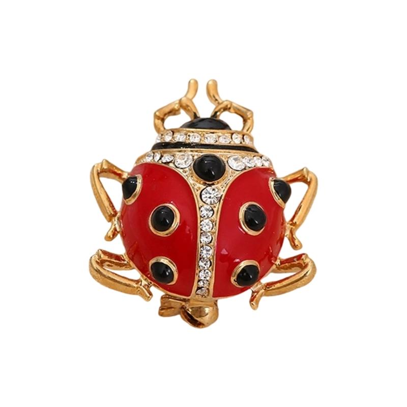 Charming Metallic Ladybugs Accessory Sparkling Stones And Long Lasting Shine Finish Elegant Diamonds Ladybugs Pin