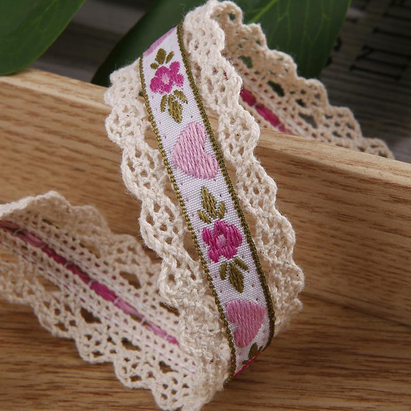 10 Yards 25mm Blumenherz Besticktes Spitzenband mit Wellenkante für Kleidung Nähen DIY Haarschleifen Hut Dekoration Bastelzubehör