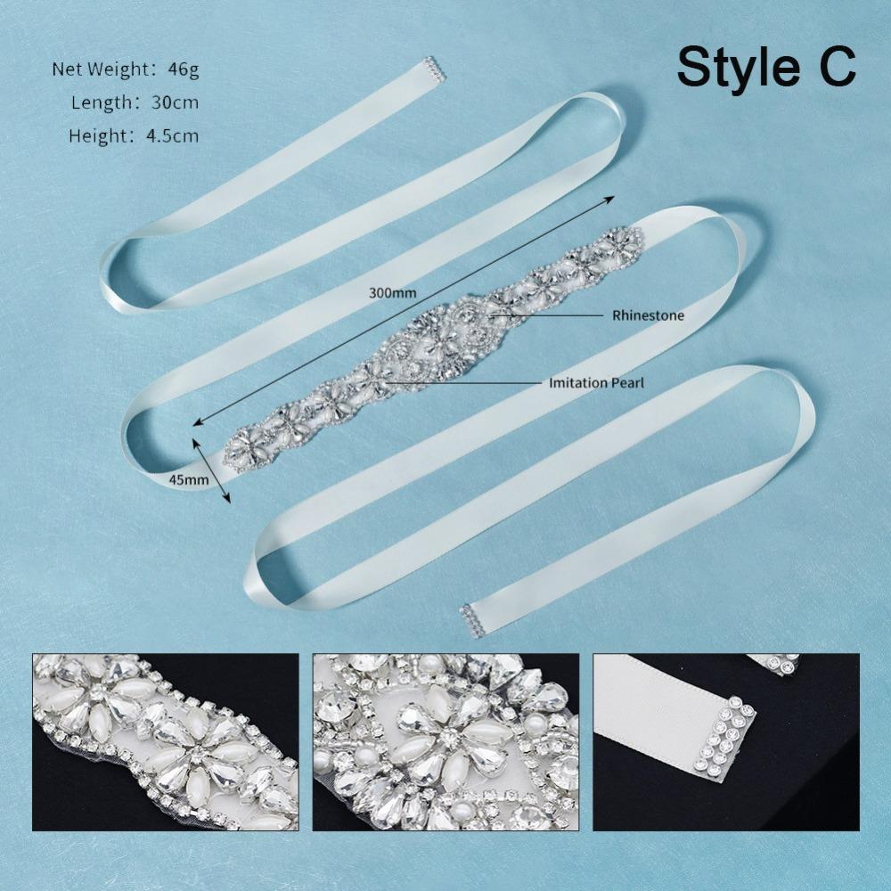 Sweet Silver Wedding Rhinestone Belt Satin Dresses Accessories Wedding Ribbon Sash Crystal Pearls Bridal Belt Women's Belts