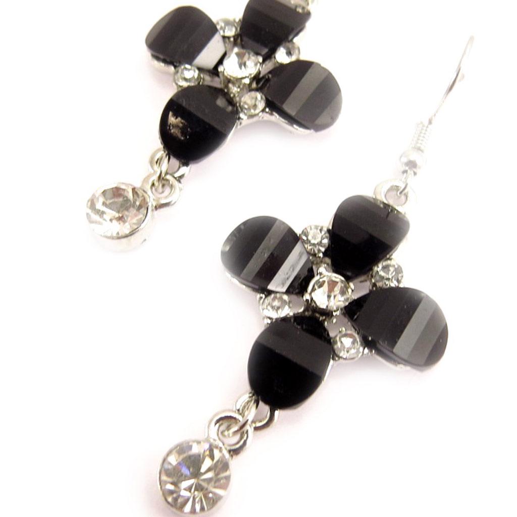 Les Trésors De Lily [C4835] - 'Princesa' Earrings Black White