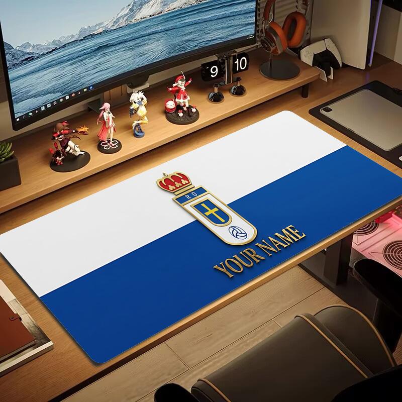 Real Oviedo Benutzerdefinierter Name Große Größe Mauspads Große Gaming-Tischunterlage Rutschfest Laptop Tablet Großes Mauspads XXL Matte Mini-PC-Spielmatte Mit Verriegeltem Rand