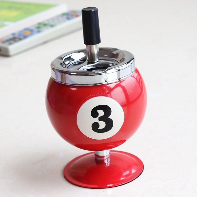 Hot Selling Creative Metal Ashtray Lidded Anti Smoke Ash Flying For Office Billiard Bar KTV Home Decor