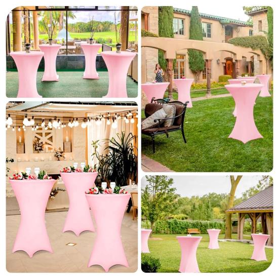 Yousheng Cocktail Table Cover Solid Color Design High Elastic Oil-Proof Universal Fit Simple Installation Round High Top Table Cloth