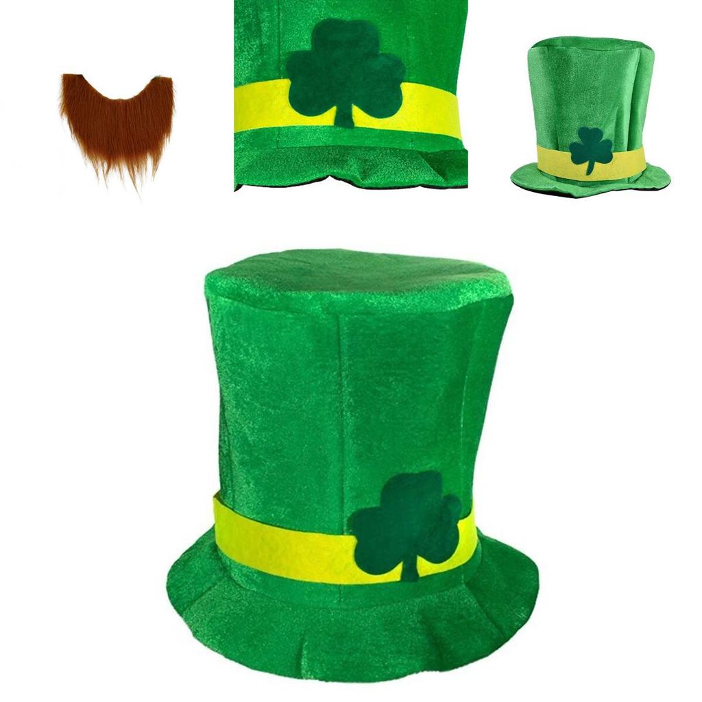 St. Patrick's Day Irish Leprechaun Shamrock Velvet Hat Adult Fancy Dress Accessory