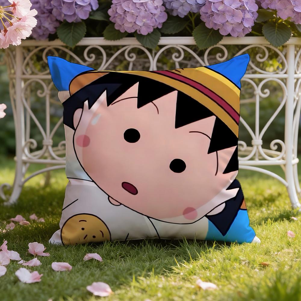 Cute anime C-Chibi M-Maruko Chan Cushion Cover Home & Car Dual-Scene Pillow Cover: Reversible for Premium Comfort