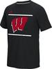 Adidas Wisconsin Badgers Men's Black Sidelines Poly Energize Short Sleeve Shirt