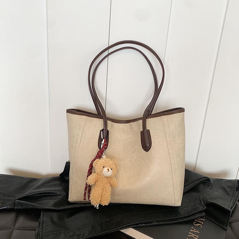 Large Capacity Minimalist Tote Bag for Women Soft Faux Leather Shoulder Handbag