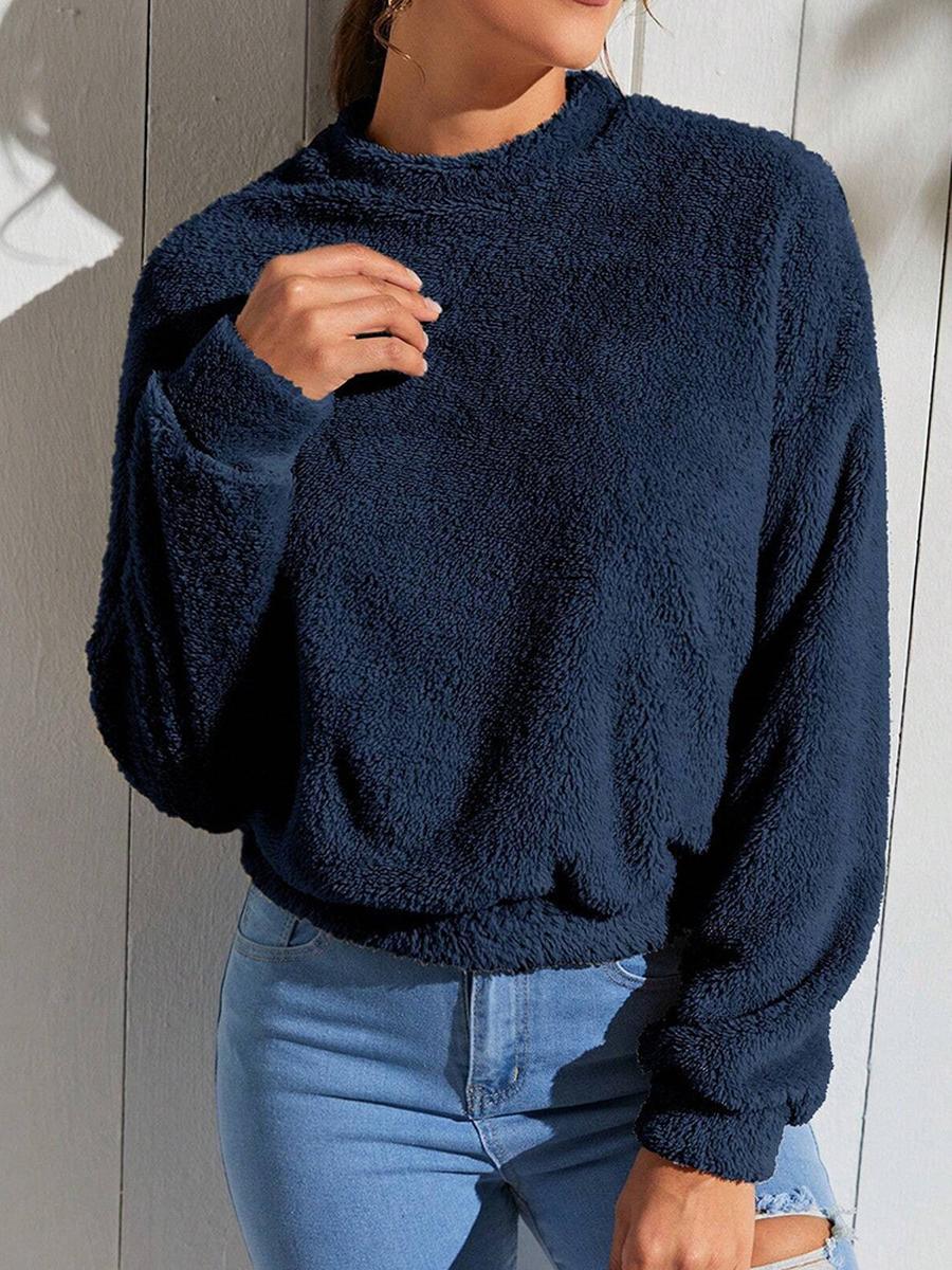 

Autumn Women s Fleece Sweatshirt Loose Plush Wool Hoodie 3XL ціан
