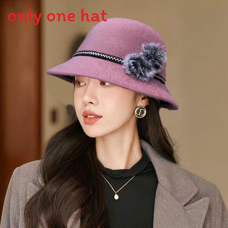 Womens Autumn Winter Wool Fedora Hat With Adjustable Fit For Casual Wear