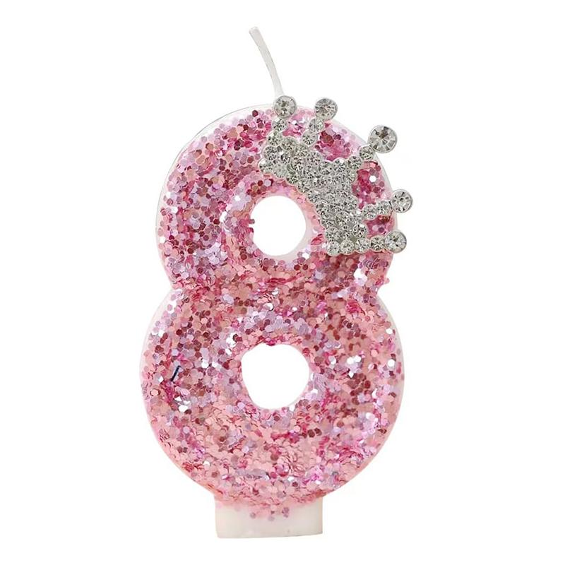Cake Numeral Candles Birthday Candle Pink Colour Creative Candle Princess Crown Girl Happy Birthday Party Decoration