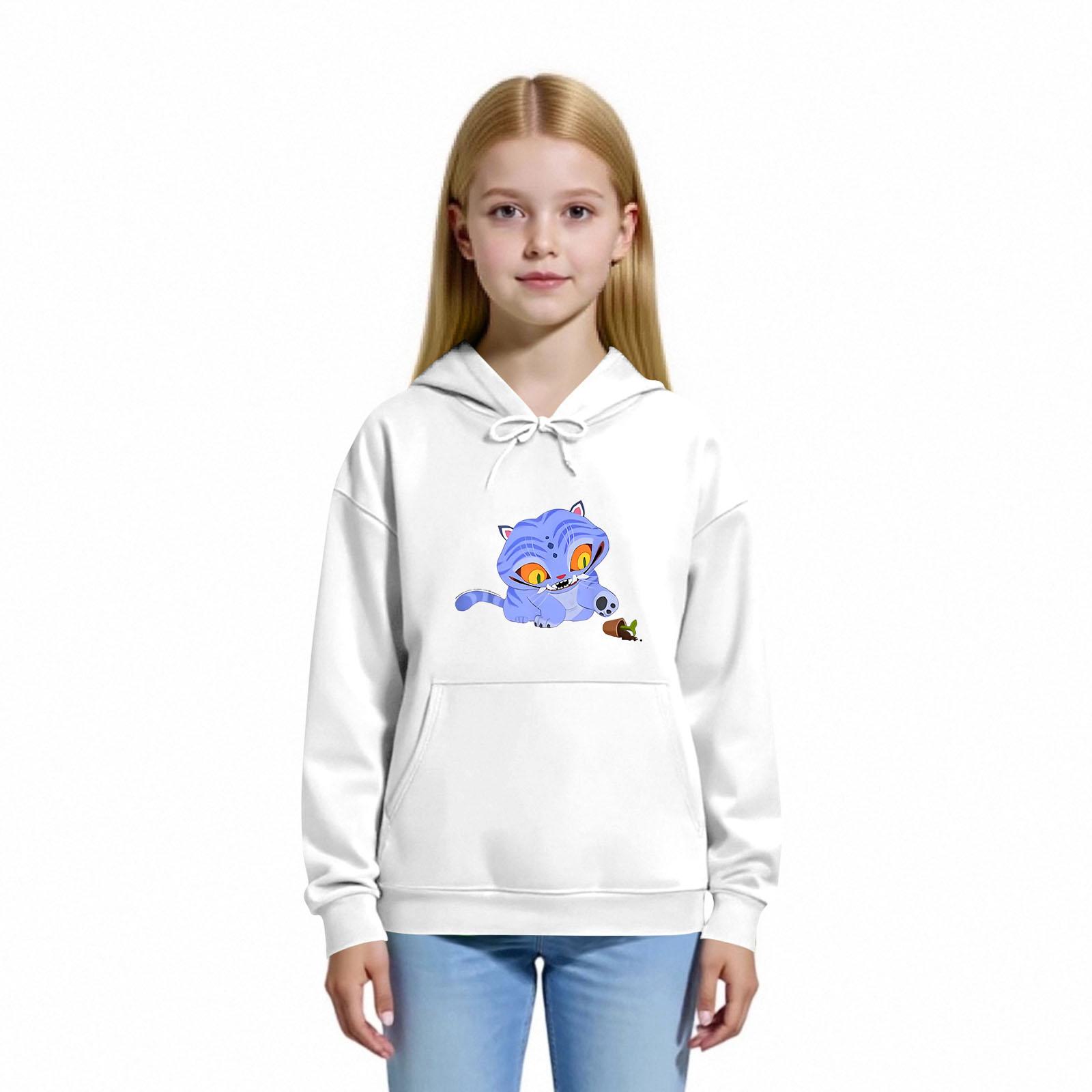 

Детская толстовка с капюшоном для мальчиков и девочек, модная толстовка с длинными рукавами и принтом 160 белый