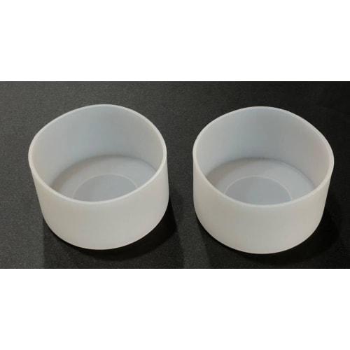 Audiophile Water Bottle Bottom Cover, Silicone Rubber, Non-Slip, Shockproof, Protective, Scratch-Resistant, 7.5cm Diameter, Clear, Set of 2