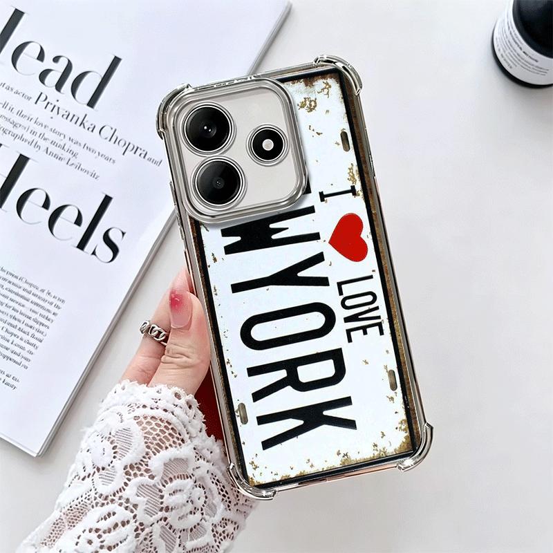 Retro Vintage License Plate Soft Phone Case For Xiaomi Redmi Note 14 15 Pro Plus 13 12 11S 11T 5G 10 9S 9 Plating Anti-Fall Fund