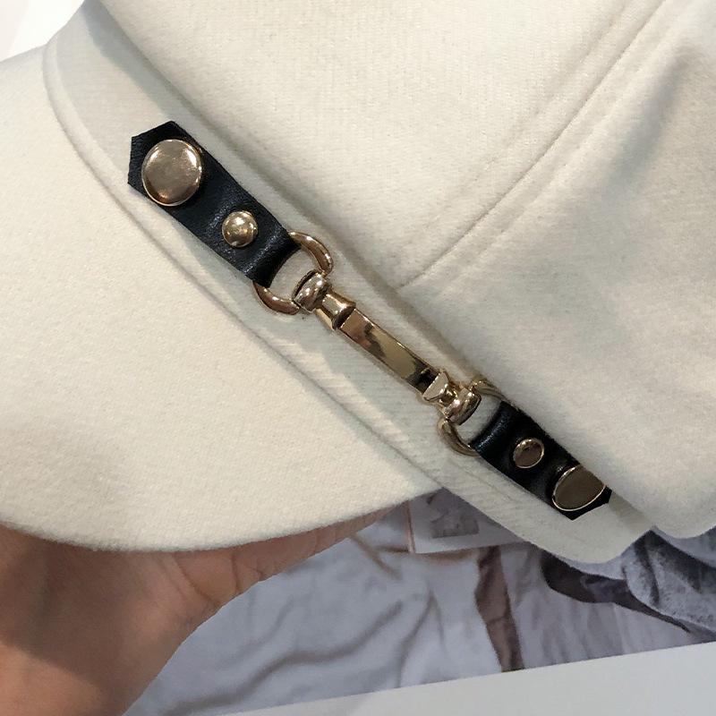 Women's Spring & Autumn Fashion Rivet Buckle Beret - Retro Korean Style, Elegant & Versatile Newsboy Painter Hat