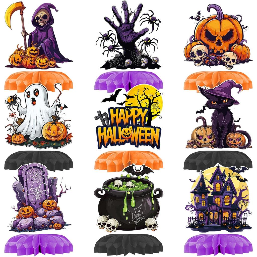 Halloween Party Decoration Honeycomb Centerpiece, Halloween Desktop Decoration Halloween Birthday Party Decoration Halloween Party Supplies