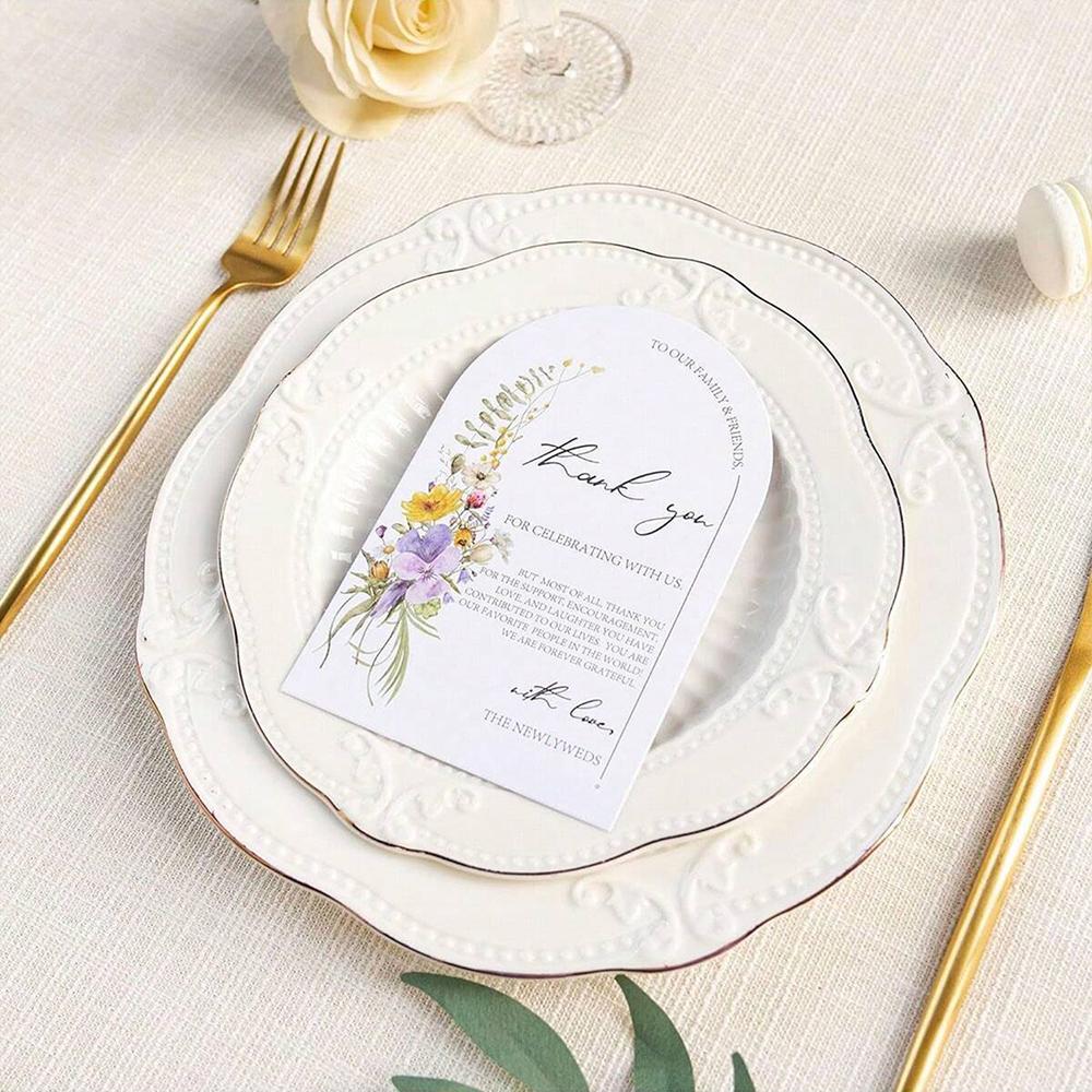 50/100Pcs Floral Thank You Cards for Wedding Reception Party Event Celebration Tabletop Decoration