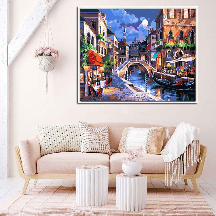 Bestselling 5D DIY Painting by Numbers Set with Venice Canal Pattern Acrylic Paints and Brushes for Home Decor and Crafts