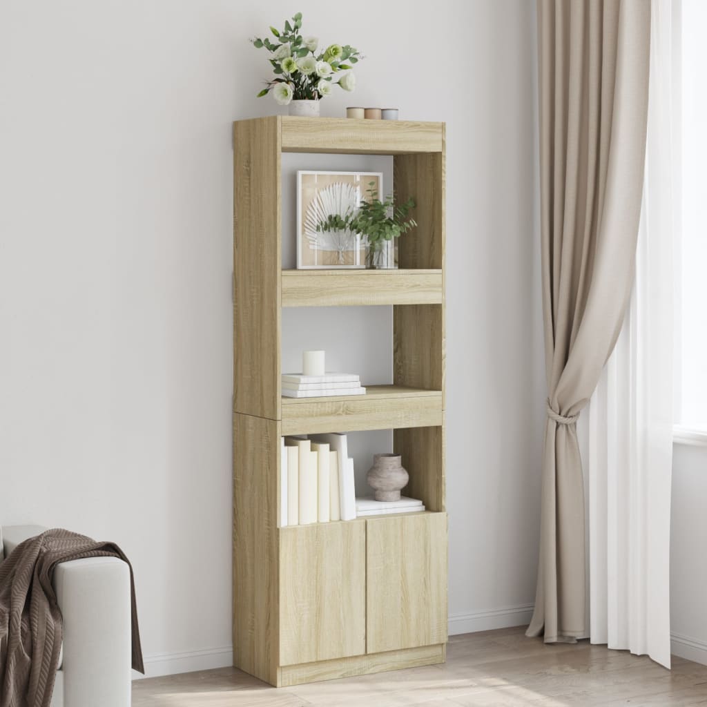 Highboard 63 x 33 x 180 cm Sonoma Oak Effect Particleboard