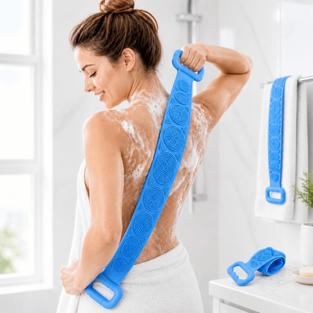 Back Reaching Silicone Body Scrubber Long Strip Back Washing Brush Body Cleaning Tools