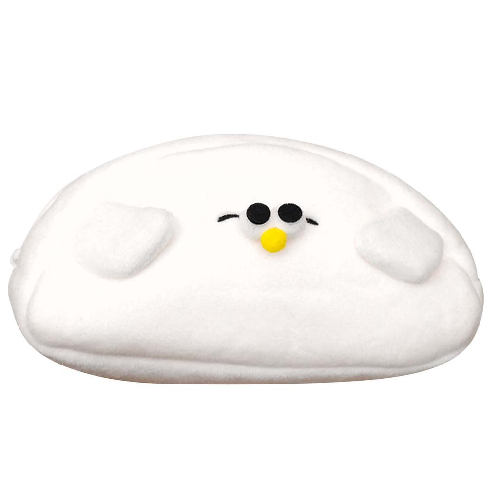 Small Pen Bag Cute Cartoon Seagull White Soft Short Plush  Student Pencil Bag for School Offi