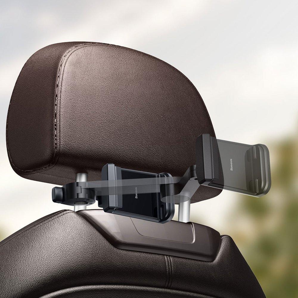 Baseus 15W Qi Wireless Charging Car Headrest Phone Mount - Black (Model WXHZ-01)