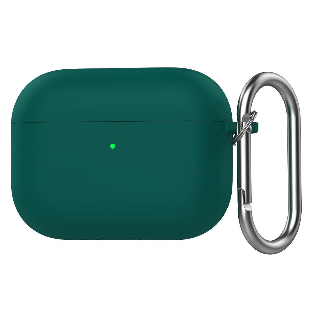 

Anti-fall Earphone Case with Carabiner Dustproof Earbuds Cover Shockproof Anti Scratch Charging Box Shell for AirPods Pro 3 темно-зелений колір