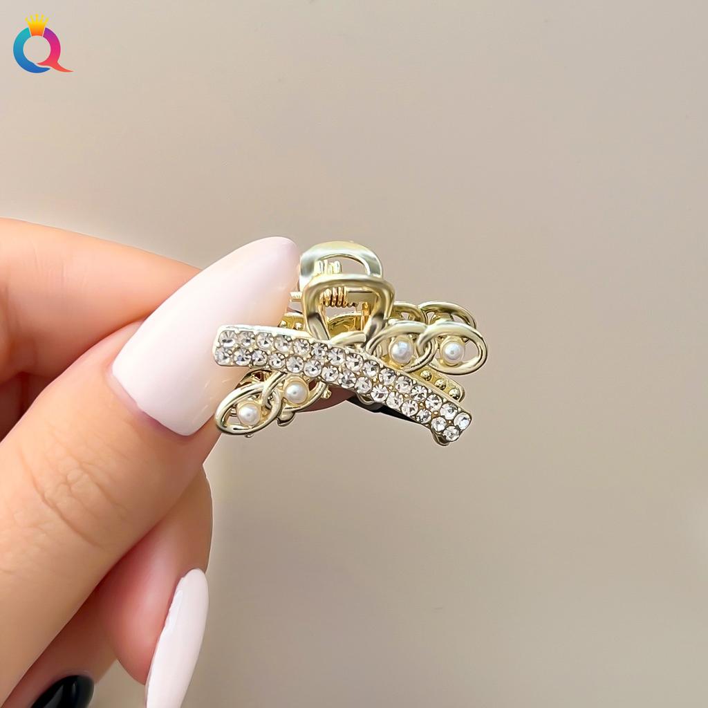 Pearl Rhinaute Small Hair Clip Female Net Celebrity Delicate High Ponytail Clip Korean Advanced Side Broken Hair Clip Headwear