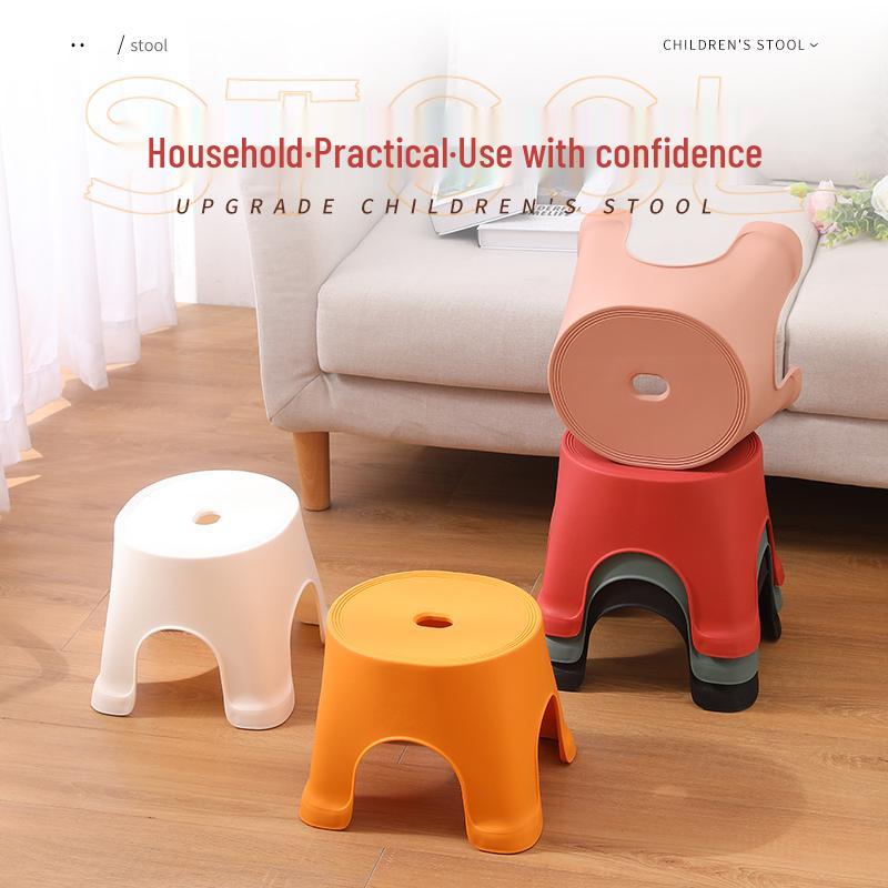 Children's Plastic Non-Slip Stool - Durable for Shoe Changing, Bathroom, and Living Room Use.