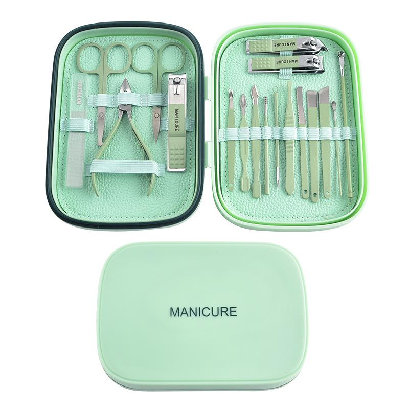 18-Piece Stainless Steel Manicure Set: Portable Nail Clippers & Scissors