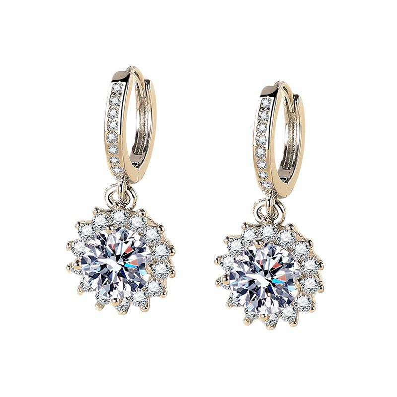 Sunflower Design White Gold Plated Earrings for Women