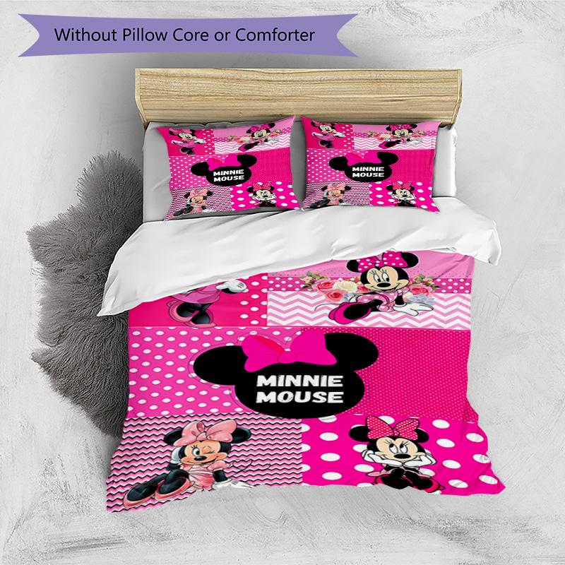 Minnie Mouse Party Decorations 3‑Piece Bedding Set,Soft Breathable Duvet Cover with 12 Pillowcases,Multi‑Scene for Bedroom Dorm,Perfect Holiday Birthd