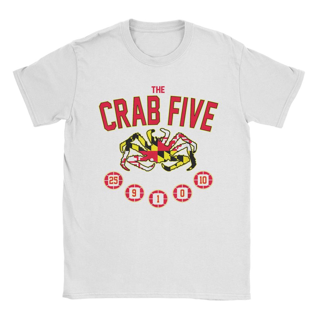 Herren The Crab Five Maryland Flag T-Shirt Basketballnummer Baumwolle Merchandise Freizeit Kurzarm O-Ausschnitt T-Shirts Sommer T-Shirt