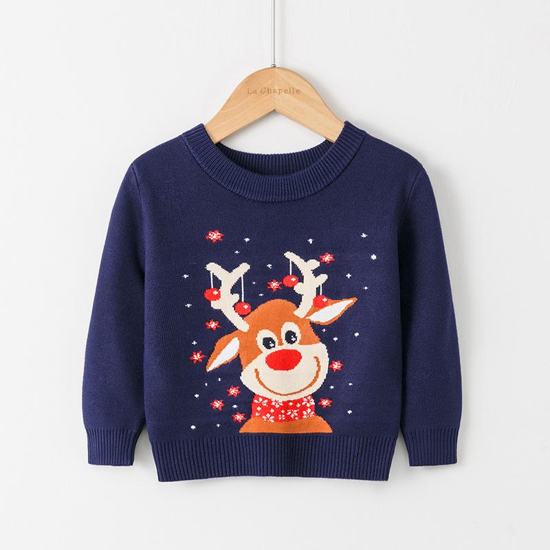 New Christmas Reindeer Sweaters for Children, Autumn and Winter Knitted Sweaters for Boys, Girls and Babies