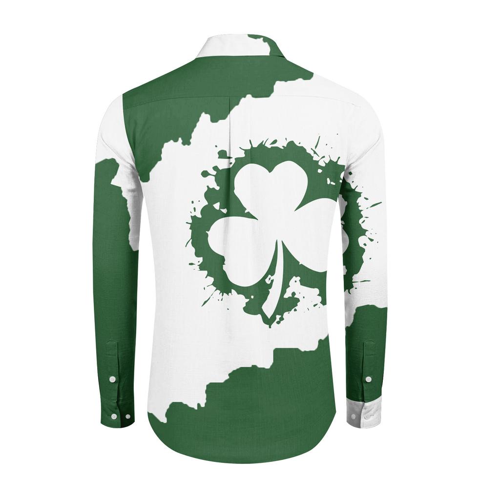 Pánská jarní ležérní košile s volným potiskem s dlouhým rukávem Pánská košile