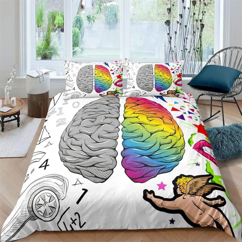 Housse de couette Anatomie Humaine Roi Reine Structure Corporelle Organe Collection de Literie Éducation Médicale Biologie Cellulaire Housse de Couette Douce en Polyester