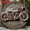 Letrero Redondo Metálico Vintage de Aluminio para Motocicleta, Decoración de Pared Metálica Retro para Garaje Cueva del Hombre Cafetería