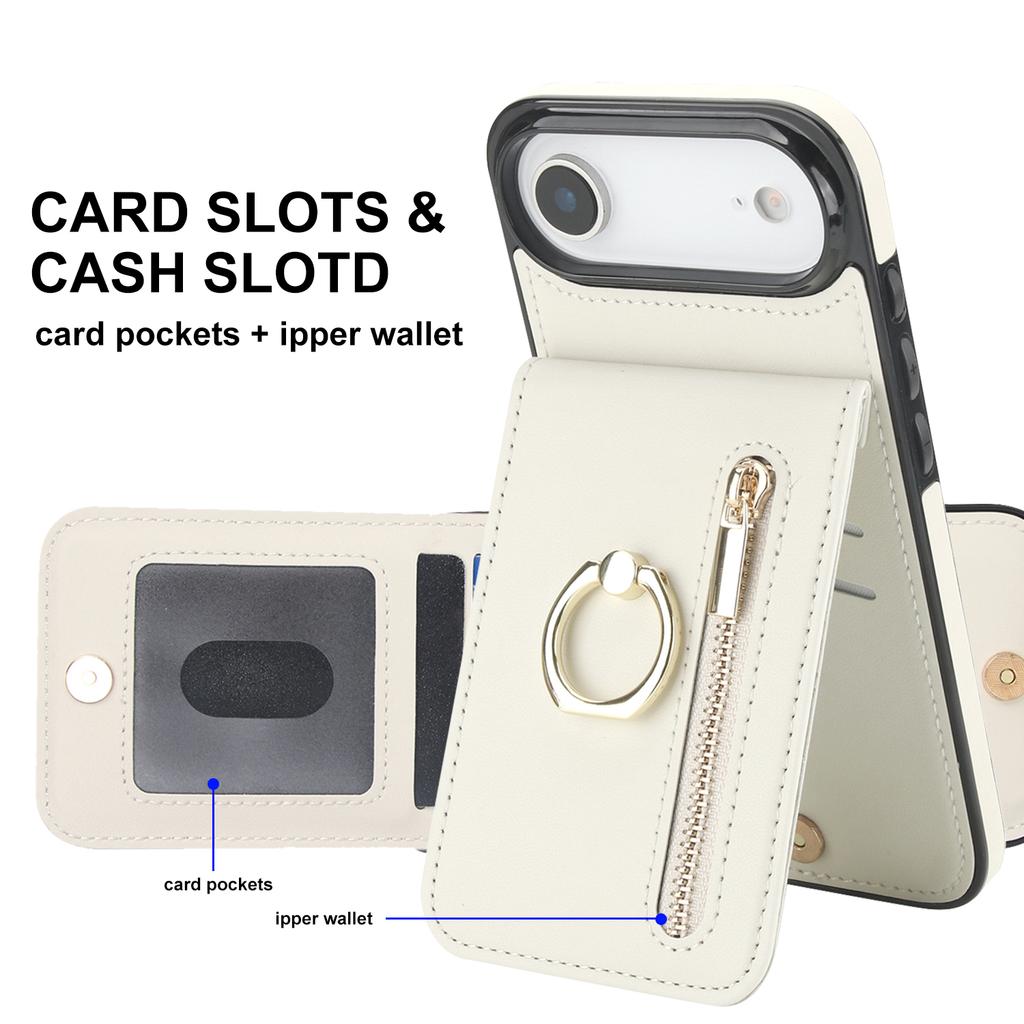 For iPhone Air Case Zipper RFID Blocking Retro Leather + TPU Phone Cover with Kickstand
