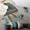 Modern Wallpaper Home Decor Wall Stickers 3D Hand-painted Flowers Butterfly Wall Paper Geometric Mural