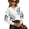 Cross-border Europe, America, Autumn and Winter New Women's Sweater Fashion Flower Three-dimensional Embroidery Round Neck Pullover Long Sleeve 