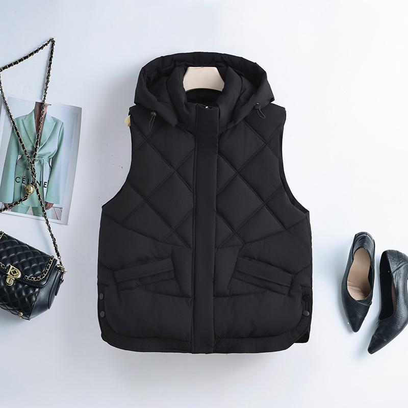Winter new hooded with thickened loose coat women's short cotton vest jacket