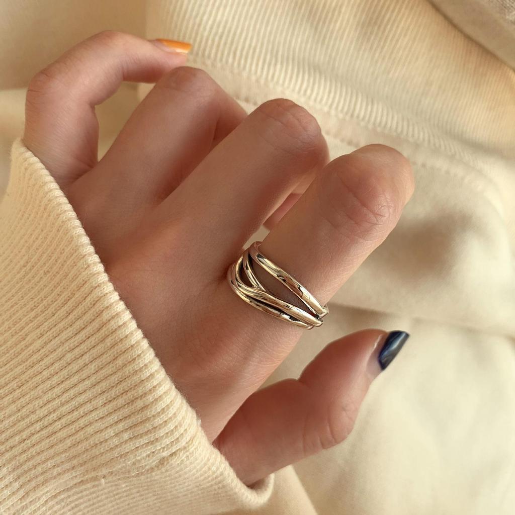 S925 Sterling Silver Retro-Style Heavywork Index Finger Ring
