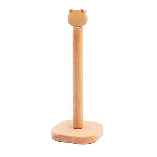 

Paper Towel Holder Removable Shaft Kitchen Roll Organizer Durable Wood Non-Slip Base Multi-Use Shelf for Bathroom Kitchen C