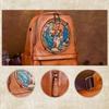 Leather Shoulder Bun Top Layer Cowhide Creative Backpack Printed Handmade Vintage Travel Bag