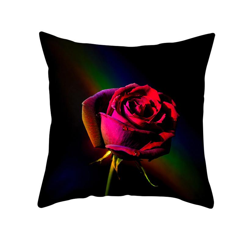 Black Rose Peach Skin Pillow Cover Car Pillow Cover Sofa Cushion Cover for Home Use
