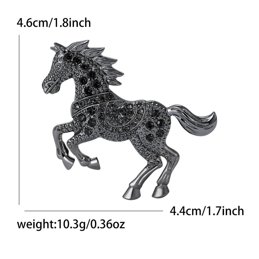 Vintage Enamel Horse Brooch Pins Rhinestones Fashion Jewelry Accessory Animal Design Clothing Decorative Badge for Women